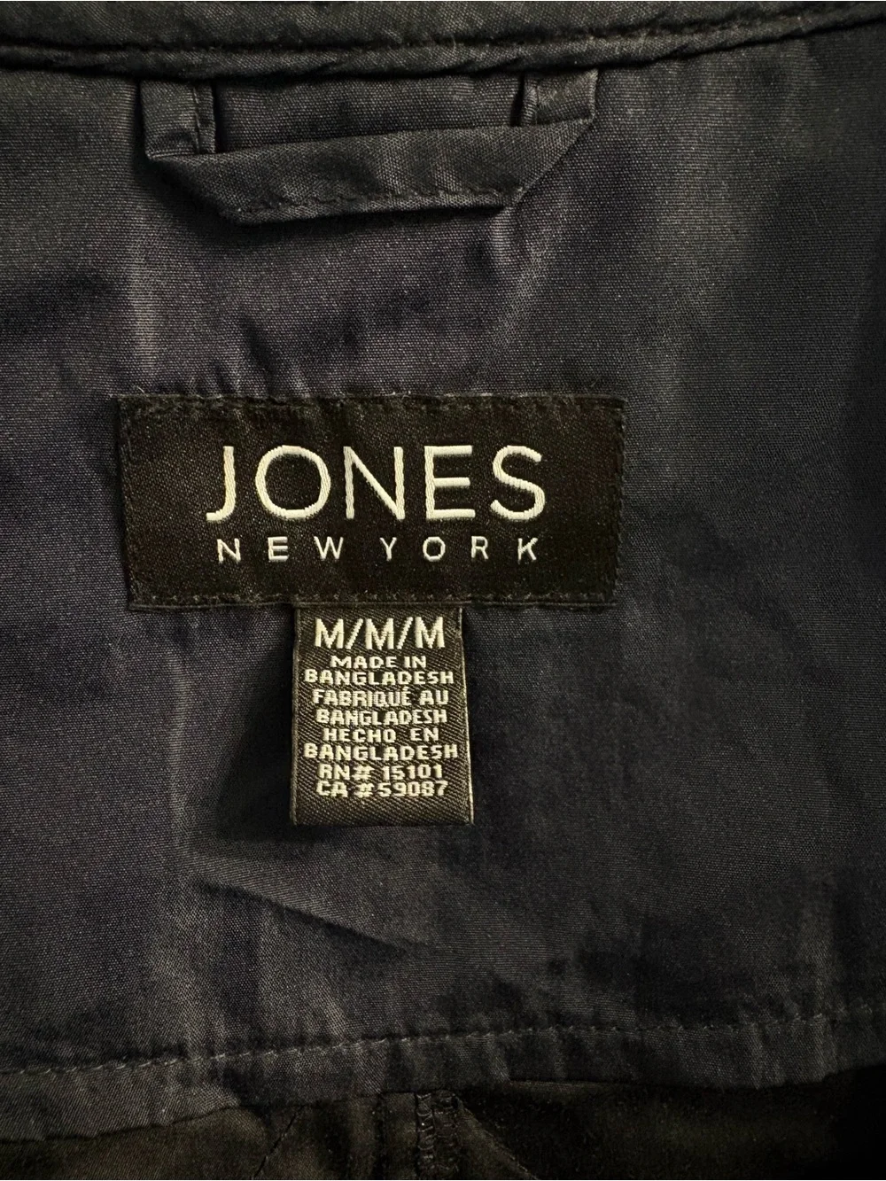 Jones New York Packable Water-Resistant Anorak Jacket | Size M | Classic Navy - Picture 3 of 4
